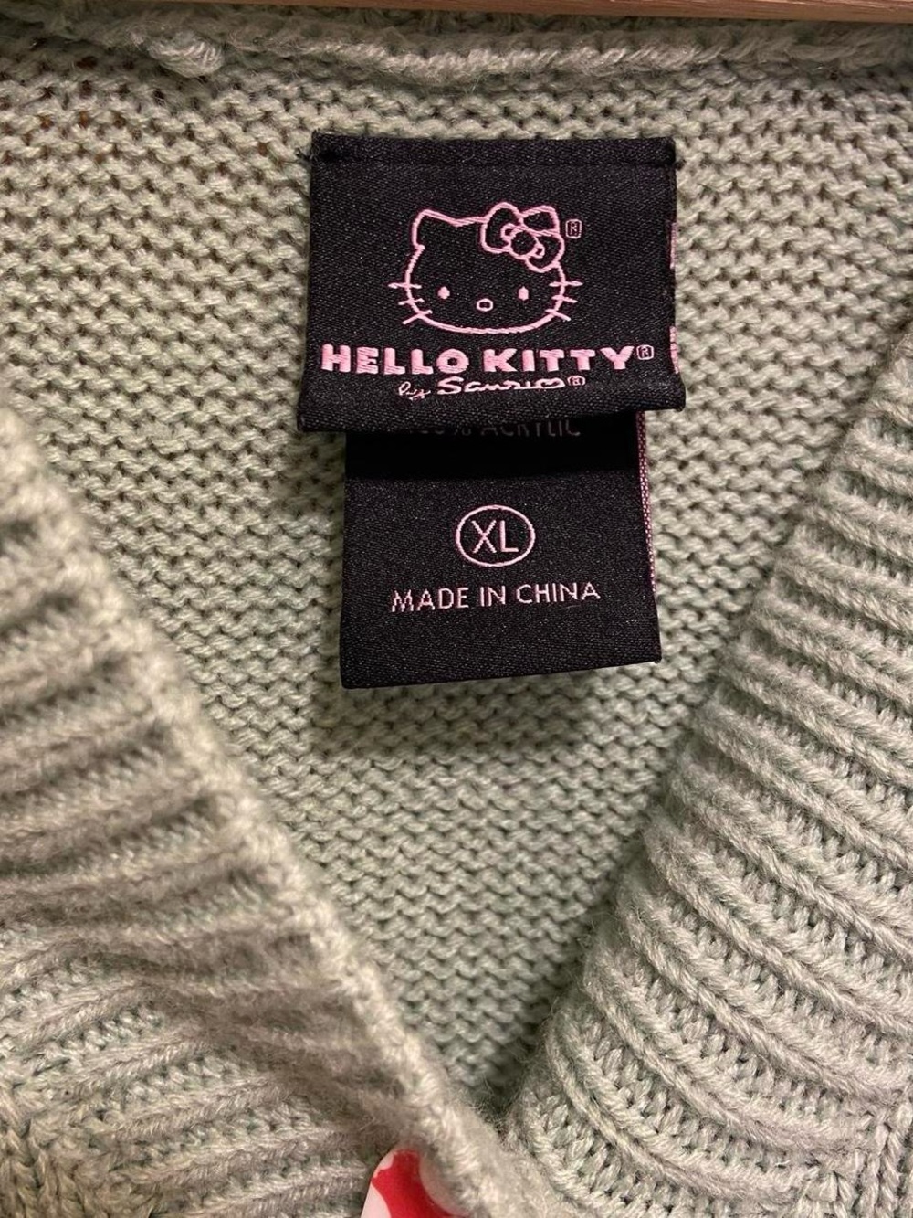 Hello Kitty Sage Green V-Neck Button Cardigan with Mushroom Buttons - Picture 4 of 6